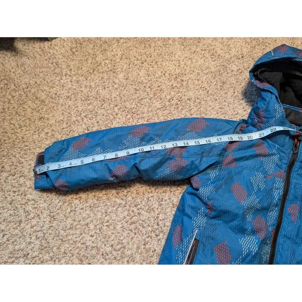 Kamik Boys Blue Geometric Hooded Ski Jacket Heavyweight Winter Coat Size 6